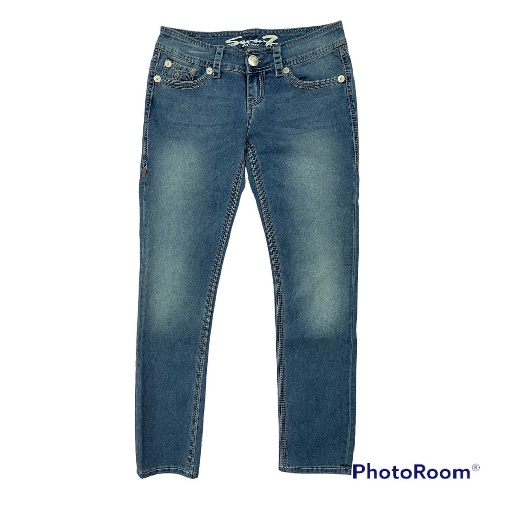 SEVEN 7 Ankle Length Light Medium Blue Stretch Skinny Jeans 28